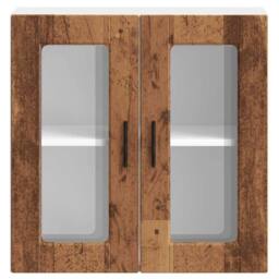 Berkfield Home Kitchen Wall Cabinet with Glass Door Porto Old Wood in Brown - thumbnail 6