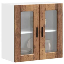 Berkfield Home Kitchen Wall Cabinet with Glass Door Porto Old Wood in Brown - thumbnail 5