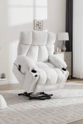Living and Home Electric Recliner Chair Single Sofa with Heating & Massage Function in White - thumbnail 5