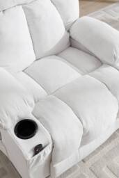 Living and Home Electric Recliner Chair Single Sofa with Heating & Massage Function in White - thumbnail 7