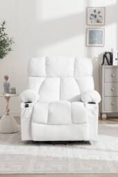 Living and Home Electric Recliner Chair Single Sofa with Heating & Massage Function in White - thumbnail 3
