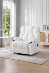 Living and Home Electric Recliner Chair Single Sofa with Heating & Massage Function in White
