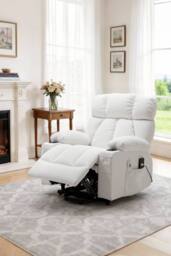 Living and Home Electric Recliner Chair Single Sofa with Heating & Massage Function in White - thumbnail 2