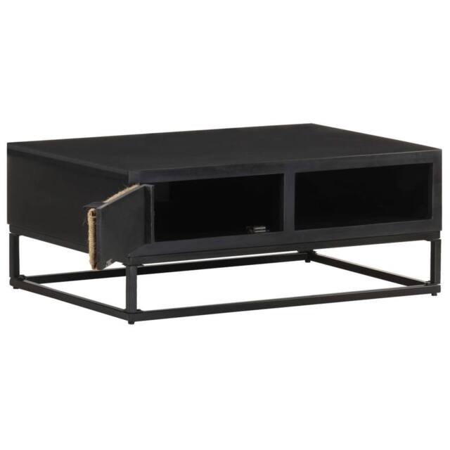 Berkfield Home Durable Coffee Table 90x60x35 cm Solid Mango Wood in Black - Size: 90 x 60 x 35 cm - image 1
