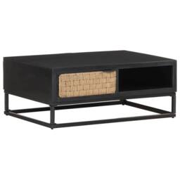 Berkfield Home Durable Coffee Table 90x60x35 cm Solid Mango Wood in Black - Size: 90 x 60 x 35 cm - thumbnail 8
