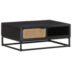 Berkfield Home Durable Coffee Table 90x60x35 cm Solid Mango Wood in Black - Size: 90 x 60 x 35 cm - thumbnail 9