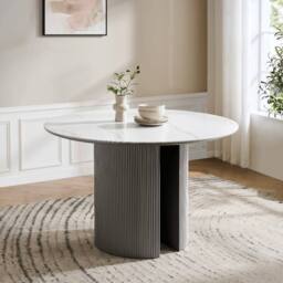 Modish Furnishing Lucas Grey Round Dining Table With White Ceramic Top - thumbnail 2