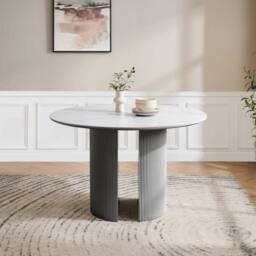 Modish Furnishing Lucas Grey Round Dining Table With White Ceramic Top - thumbnail 3