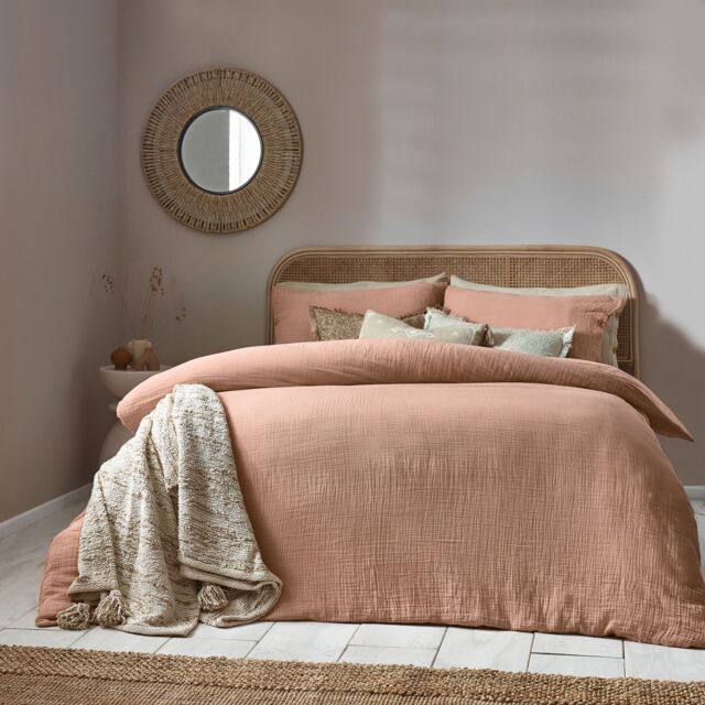 Yard Lark 100% Cotton Muslin Duvet Cover Set in Dusty Pink - Size: Single - image 1