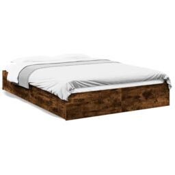 Berkfield Home Bed Frame with Drawers without Mattress Smoked Oak 160x200 cm in Brown - thumbnail 2