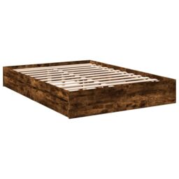 Berkfield Home Bed Frame with Drawers without Mattress Smoked Oak 160x200 cm in Brown - thumbnail 6
