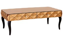 Orsina Modern Copper Coffee Table, Spacious Decorative Table With 3D Drawers, Rectangular Coffee Table For Bedrooms in Gold - thumbnail 2