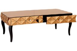 Orsina Modern Copper Coffee Table, Spacious Decorative Table With 3D Drawers, Rectangular Coffee Table For Bedrooms in Gold - thumbnail 4