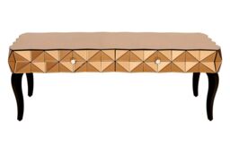 Orsina Modern Copper Coffee Table, Spacious Decorative Table With 3D Drawers, Rectangular Coffee Table For Bedrooms in Gold - thumbnail 6