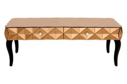 Modern Copper Coffee Table, Spacious Decorative Table With 3D Drawers, Rectangular Coffee Table For Bedrooms