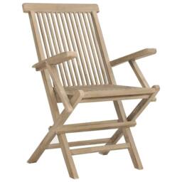 Berkfield Home Folding Garden Chairs 6 pcs Grey 56x61x89 cm Solid Wood Teak - Size: 56 x 61 x 89 cm - thumbnail 3