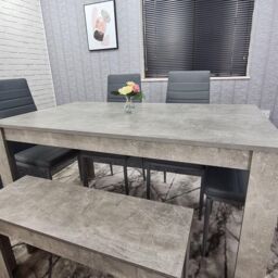 KOSY KOALA Dining Table with 4 Chairs & 1 Bench Kitchen Dining Set for 6 in Grey - Size: 140 cm x 80 cm - thumbnail 6