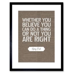 "Artery8 Wall Art Print Dictionary Page Quote Henry Ford You Are Right Artwork Framed 9X7 Inch in Black - Size: W7"" x H9""" - thumbnail 1