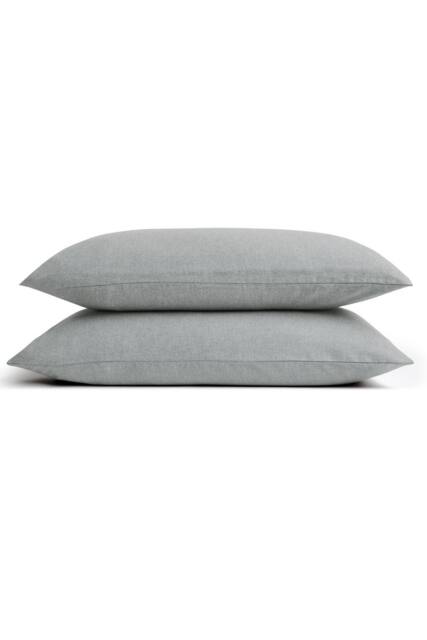 CHRISTY Flannel Marl Super Soft Brushed Cotton Standard Pillowcase Pair in Grey - image 1