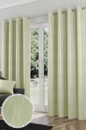 Enhanced Living 'Goodwood' Green - Thermal, Energy Saving, Dimout Eyelet Pair of Curtains with Wave Pattern - Size: 117 cm width x 183 cm drop
