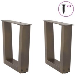 Berkfield Home Dining Table Legs V-Shape 2 pcs Natural Steel 30x(30-31.3) cm Steel in Brown - thumbnail 3