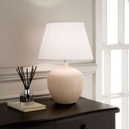 K LIVING Table Lamp Pink Glazed Ceramic Base & White Fabric coated Shade - thumbnail 4