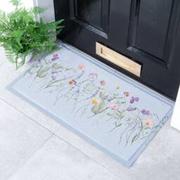 Artsy Mats Blue Wild Flowers Doormat - Size: 60 cm x 90 cm - thumbnail 1