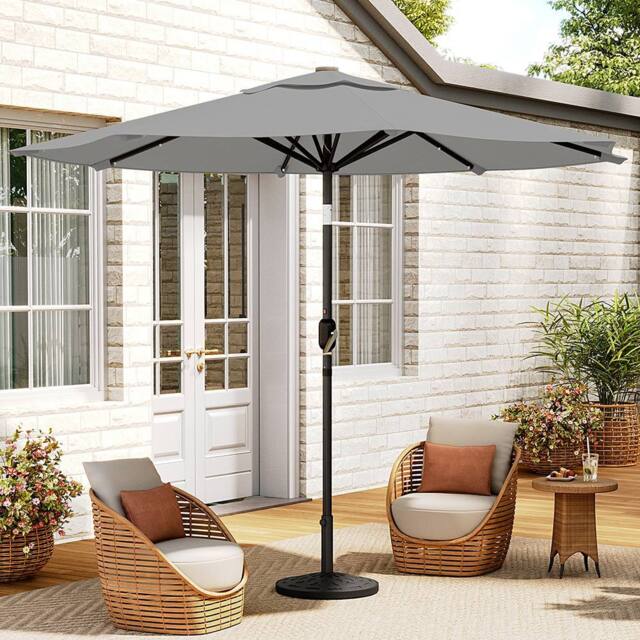 Living and Home Outdoor Solar 24 LED Lights Patio with Crank for Patio Market with Base in Light Grey - image 1