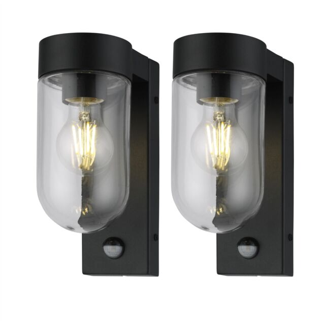 First Choice Lighting Set of 2 Parnie - Black Motion Sensor Outdoor Wall Lights - image 1