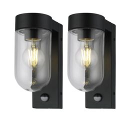 First Choice Lighting Set of 2 Parnie - Black Motion Sensor Outdoor Wall Lights - thumbnail 1
