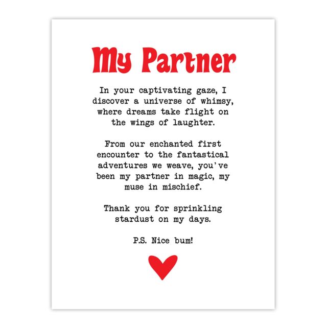 "Artery8 Love Poem Whimsy Magic Partner Romantic Poetry Wall Art Print in White - Size: W24"" x H32""" - image 1