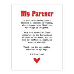 "Artery8 Love Poem Whimsy Magic Partner Romantic Poetry Wall Art Print in White - Size: W24"" x H32""" - thumbnail 1