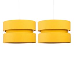 First Choice Lighting Pair of Ochre Layered Easy Fit Light Shades in Yellow - thumbnail 1