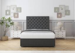 "Sloomy Mayfair Dumfries Divan Bed Base No Drawers - 26"" Headboard in Dark Grey - Size: Single" - thumbnail 2