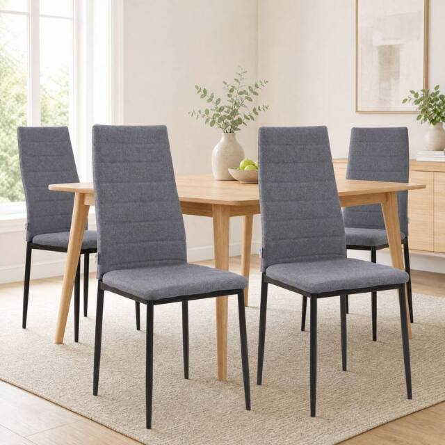 STILVORA Dining Chairs Set of 4 with steel legs grey - image 1