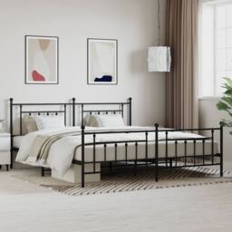Berkfield Home Metal Bed Frame with Headboard & Footboard Black 200x200 cm - thumbnail 2