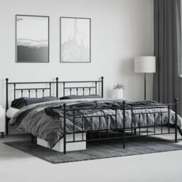 Berkfield Home Metal Bed Frame with Headboard & Footboard Black 200x200 cm - thumbnail 4