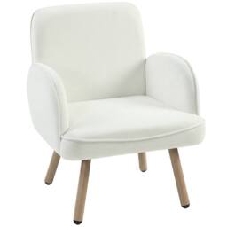 HOMCOM Lounge Chair Velvet Upholstered Spring Cushion Cream White - thumbnail 2