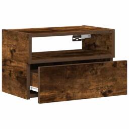 Berkfield Home Durable Wall-mounted Bedside Cabinet Smoked Oak 45x26x28.5 cm in Brown - thumbnail 5