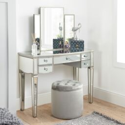 Birlea Elysee 5 Drawer Dressing Table Mirrored in Silver - thumbnail 1