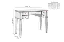 Birlea Elysee 5 Drawer Dressing Table Mirrored in Silver - thumbnail 6