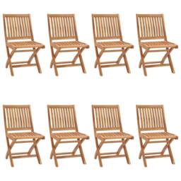 Berkfield Home Folding Garden Chairs 8 pcs Solid Teak Wood in Brown - thumbnail 2