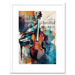 Artery8 Wall Art Print Violin & Piano Classical Music Note Melody Concerto Abstract Modern Watercolour Painting Artwork Framed 9X7 Inch - thumbnail 1