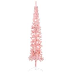Berkfield Home Slim Artificial Half Christmas Tree with Stand Pink 240 cm - thumbnail 2
