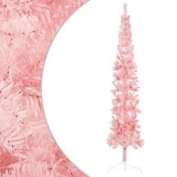Berkfield Home Slim Artificial Half Christmas Tree with Stand Pink 240 cm - thumbnail 1