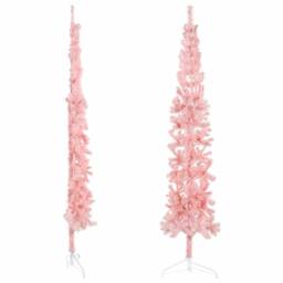 Berkfield Home Slim Artificial Half Christmas Tree with Stand Pink 240 cm - thumbnail 4