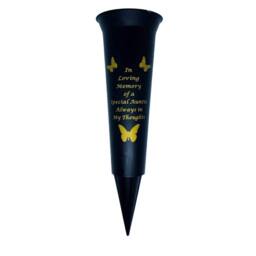 David Fischhoff Memorial Grave Plastic Spike Vase - Auntie in Black