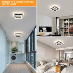 COMELY Modern Square 30W Ceiling Lights, Black + White, Bedroom, Living Room - thumbnail 8