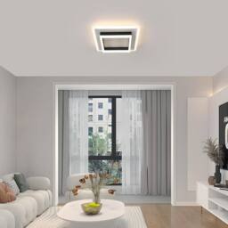 COMELY Modern Square 30W Ceiling Lights, Black + White, Bedroom, Living Room - thumbnail 3