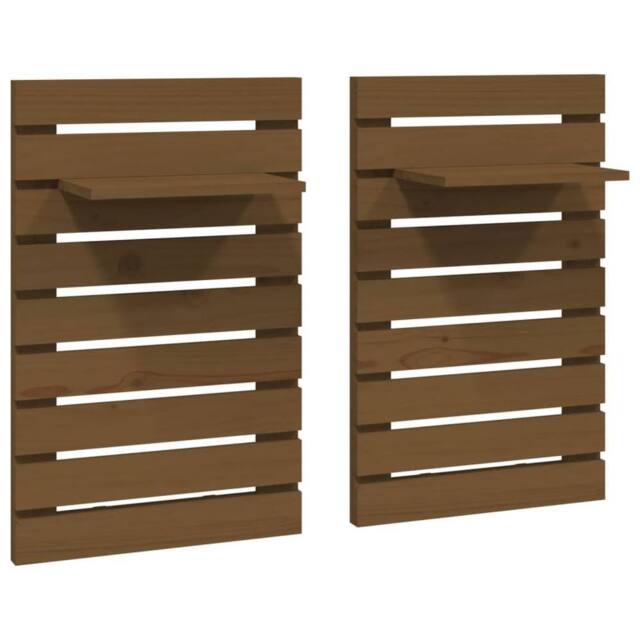 Berkfield Home Wall-mounted Bedside Shelves 2 pcs Honey Brown Solid Wood Pine - image 1